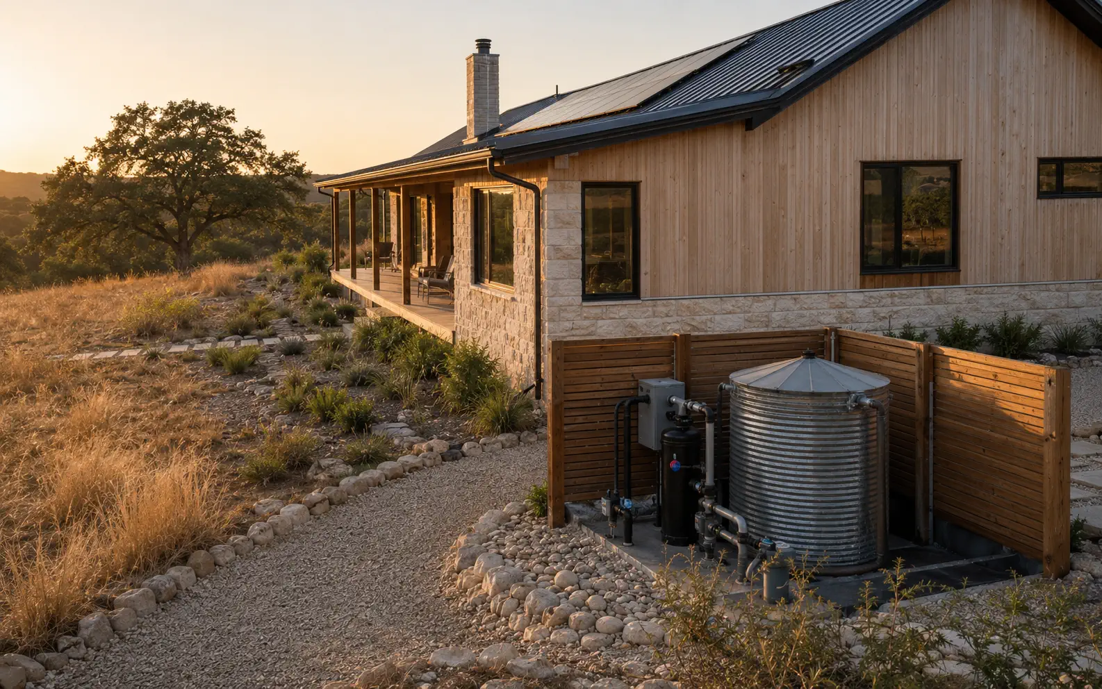 Water storage and filtration equipment for a rural Field House